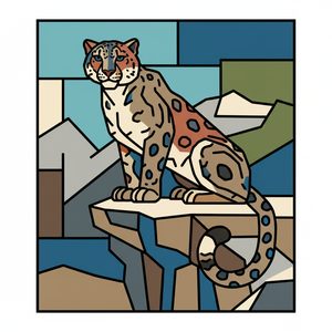 048 In A Stylized Geometric Art Style A Snow Leopard 7xqxOAtO - free printable paint by numbers