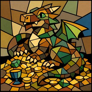 049 A Stylized Dragon With Green Eyes Rests On A Pile 6EeyqSoO - free printable paint by numbers