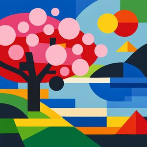 049 In A Modernist Style A Simplified Tree With Pink YIJ7MCGm - free printable paint by numbers