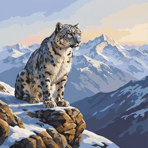 051 A Majestic Snow Leopard Sits Perched On A Rocky GFDFkfQY - free printable paint by numbers