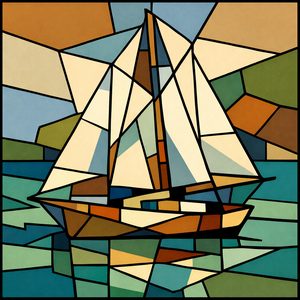 052 In A Stained Glass Style A Sailboat With HjRZufSB - free printable paint by numbers