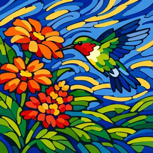 053 A Detailed Stylized Hummingbird Hovers Near EdqqjfiI - free printable paint by numbers