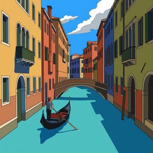 053 In A Simplified Graphic Style A Gondolier JXKryDhz - free printable paint by numbers