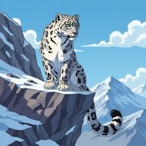 055 A Majestic Snow Leopard Sits Poised On A Rocky 2B30k0aw - free printable paint by numbers