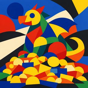 055 A Stylized Creature Composed Entirely Of FdPwU-7W - free printable paint by numbers