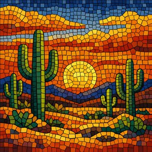 056 In A Mosaic Style A Desert Landscape Unfolds U SW3dJS - free printable paint by numbers