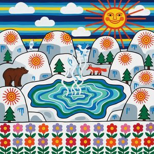 057 In A Folk Art Style A Stylized Landscape XWXnFZ86 - free printable paint by numbers