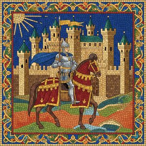 058 In A Medieval Mosaic Style A Knight In Shining WLnvyj9m - free printable paint by numbers