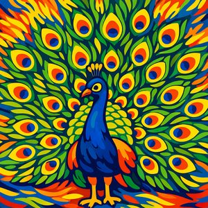 062 A Blue Peacock Stands With Its Tail Feathers A2WH2dYb - free printable paint by numbers