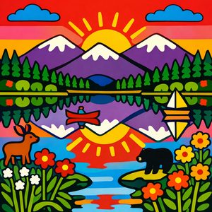 062 In A Folk Art Style This Scene Depicts A IiErcQLs - free printable paint by numbers