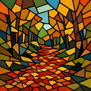 063 A Pathway Through A Forest Is Depicted In A HemHo2rP - free printable paint by numbers