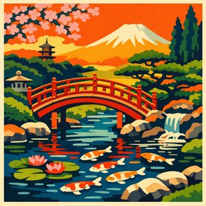 063 A Serene Japanese Garden Scene Features A Red Ov3r8A8v - free printable paint by numbers