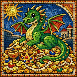 065 In A Mosaic Style A Friendly Green Dragon Rests US7lTYvJ - free printable paint by numbers