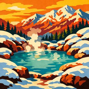 068 In A Stylized Illustration A Serene Hot Spring DpLYc6cQ - free printable paint by numbers