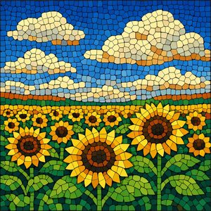 071 In A Stained Glass Mosaic Style A Field Of Yz32FORb - free printable paint by numbers