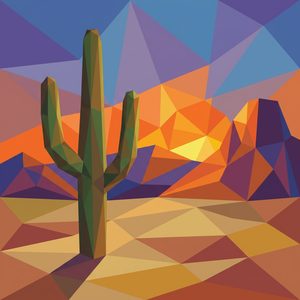 073 In A Low-Poly Geometric Style A Solitary Saguaro GM42fqza - free printable paint by numbers