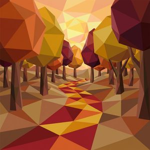 074 In A Geometric Low-Poly Style A Forest Path Rj6kEpmx - free printable paint by numbers