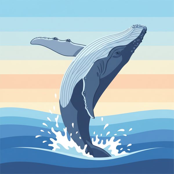 Animals And Wildlife paint by numbers - 009 In a flat vector style a large blue whale pOvO1Nd8