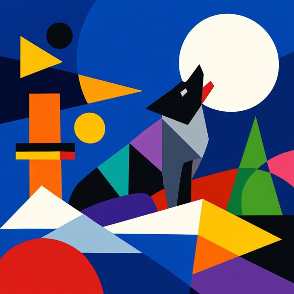 Animals And Wildlife paint by numbers - 013 In a geometric abstract style a wolf howls at a SZnnWUQ6