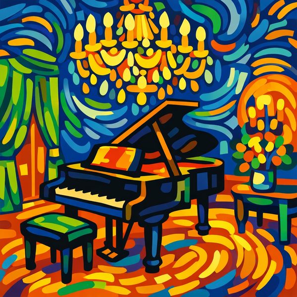 People And Lifestyle paint by numbers - 015 In a bold graphic style a grand piano and stool YiZw9Kk7