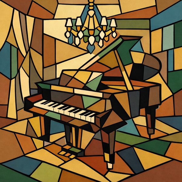 People And Lifestyle paint by numbers - 016 A grand piano sits in a room with Z SwaS 9