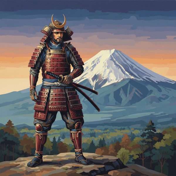 Fantasy And Adventure paint by numbers - 016 A man in traditional samurai armor stands on a ynO5lv88