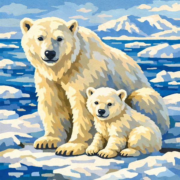 Animals And Wildlife paint by numbers - 019 In a textured pointillist style a large polar 9tN0pFYL