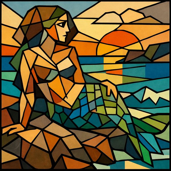 Fantasy And Adventure paint by numbers - 022 In a stained glass style a mermaid with long MkTT6 IB