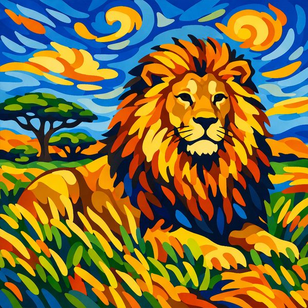 Animals And Wildlife paint by numbers - 026 A regal lion rests in the tall grass of the xSiHHtc2