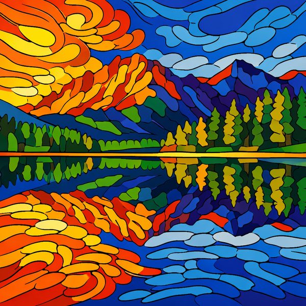 Nature And Landscapes paint by numbers - 030 In a stained glass style this artwork depicts a 5gtILu8y