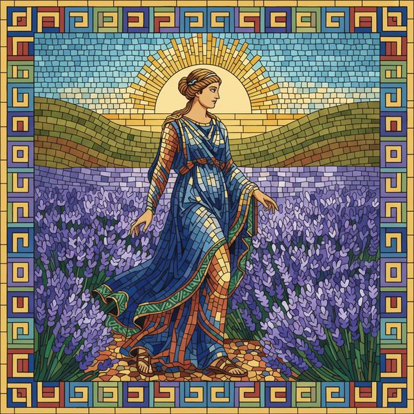 People And Lifestyle paint by numbers - 031 In a mosaic style a woman with auburn hair walks qdcWROq4