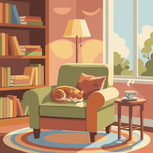 People And Lifestyle paint by numbers - 037 In a flat design style a cozy reading nook is NwYe037u