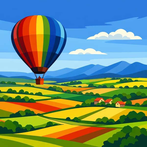 Vehicles And Transport paint by numbers - 041 A person in a hot air balloon floats above a CdX4223t