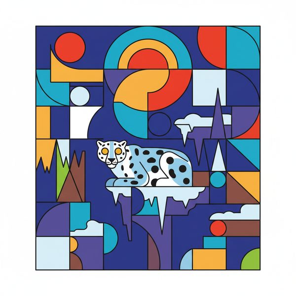 Animals And Wildlife paint by numbers - 045 A snow leopard rests on an icy platform against a TIMHn0mw