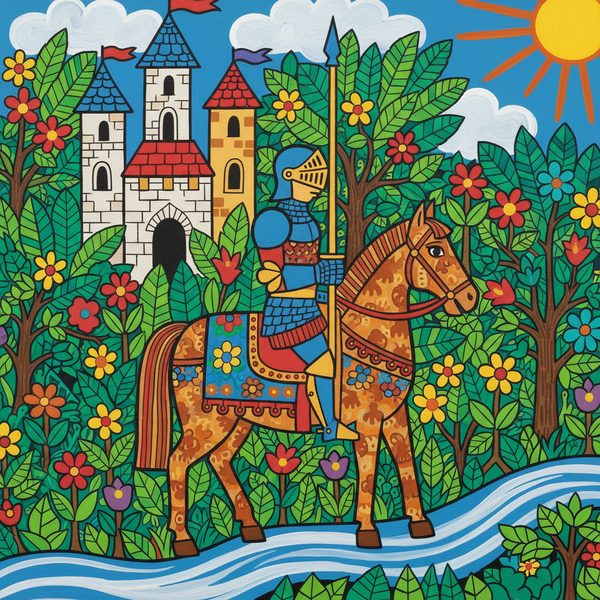 Fantasy And Adventure paint by numbers - 046 A knight in full armor rides a patterned horse VVXu95Sk